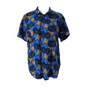 Michael Alexander Women’s Shirt Blue Floral Short Sleeve Button-Down Size XL